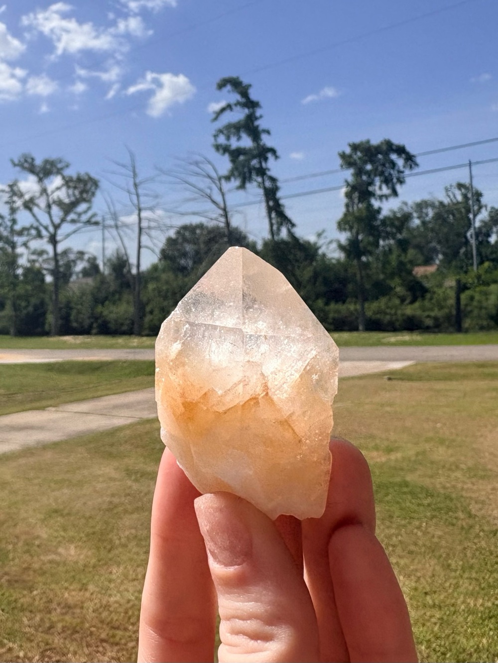 Natural Citrine Point Crystal - Amber & Clear